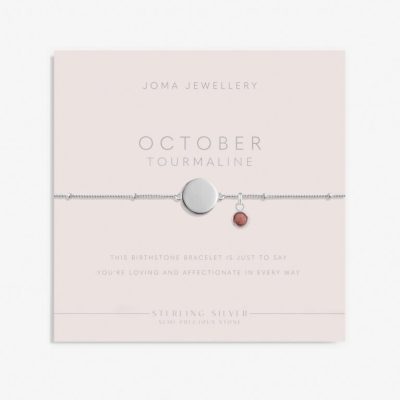 Joma Jewellery Sterling Silver Birthstone A Little 'October' Bracelet on poem card