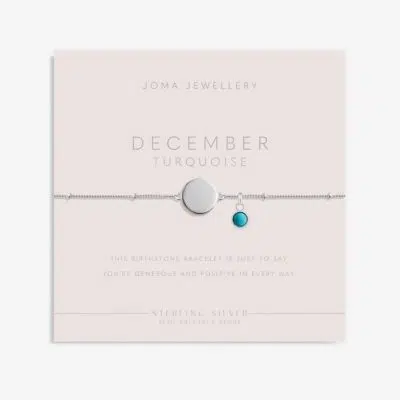 Joma Jewellery Sterling Silver Birthstone A Little 'December' Bracelet on poem card