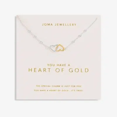 Joma Jewellery Forever Yours 'You Have A Heart Of Gold' Necklace In Silver And Gold Plating 7495 on poem card
