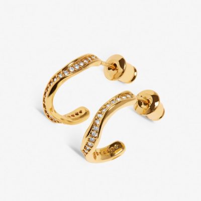 Joma Jewellery Soul Shine Pave Gold Wave Hoop Earrings