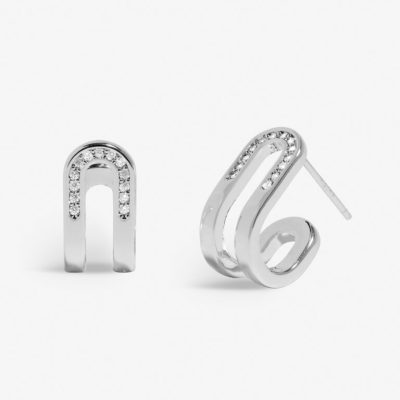 Joma Jewellery Soul Shine Pave Silver Arc Huggie Earrings