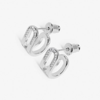 Joma Jewellery Soul Shine Pave Silver Arc Huggie Earrings