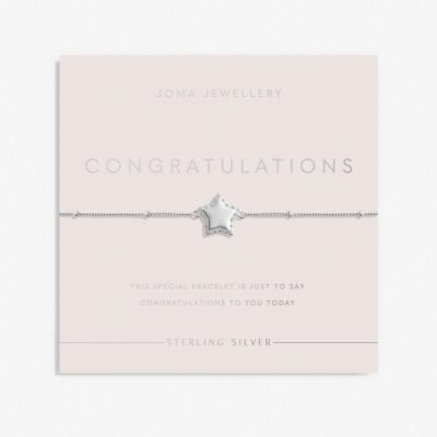 Joma Jewellery Sterling Silver 'Congratulations' Bracelet JJS0008 on poem card