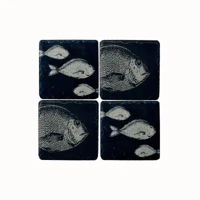 Just Slate Coasters Fish Mix - Set of 4