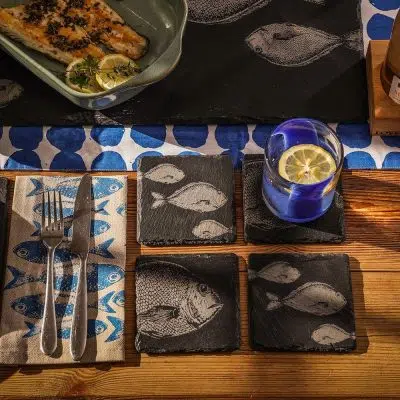 Just Slate Coasters Fish Mix - Set of 4