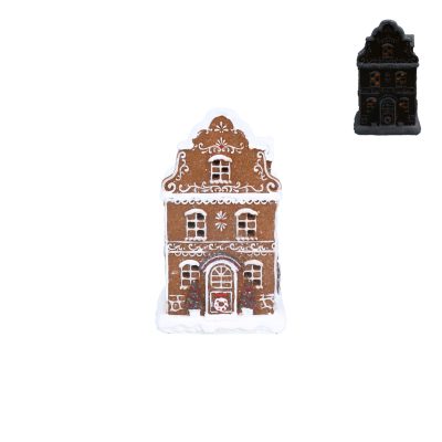 Gisela Graham Resin Orn 21cm – LED White Iced Gingerbread Townhouse