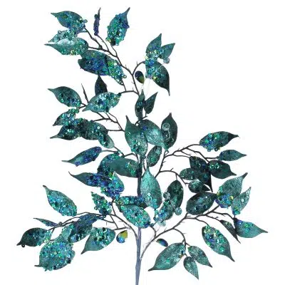 Gisela Graham Branch 80cm – Peacock Sparkle/Sequin Leaf