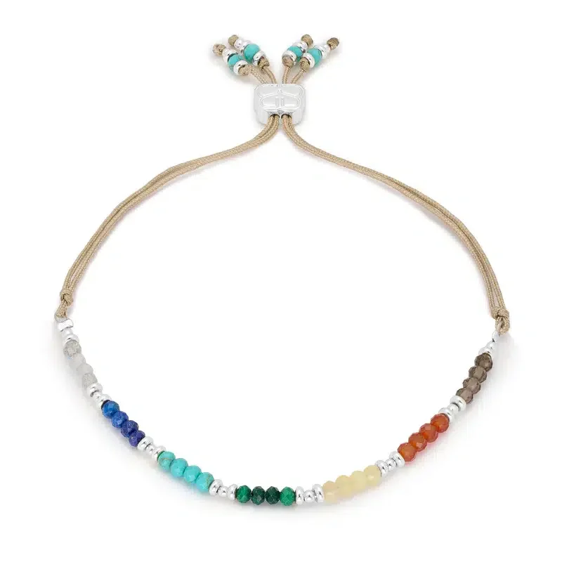 Boho Betty Vortex Multi Gemstone Silver Friendship Bracelet