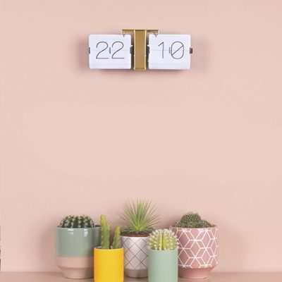 Karlsson Wall or Table Flip Clock - No Case in white and gold lifestyle