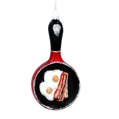 Gisela Graham Glass Decoration - Frying Pan Bacon/Eggs