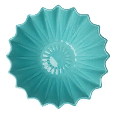 Gurgly large etoile bowl in Aqua inside the bowl photographed on white background