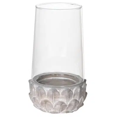 Leaf Base Concrete & Glass Candleholder