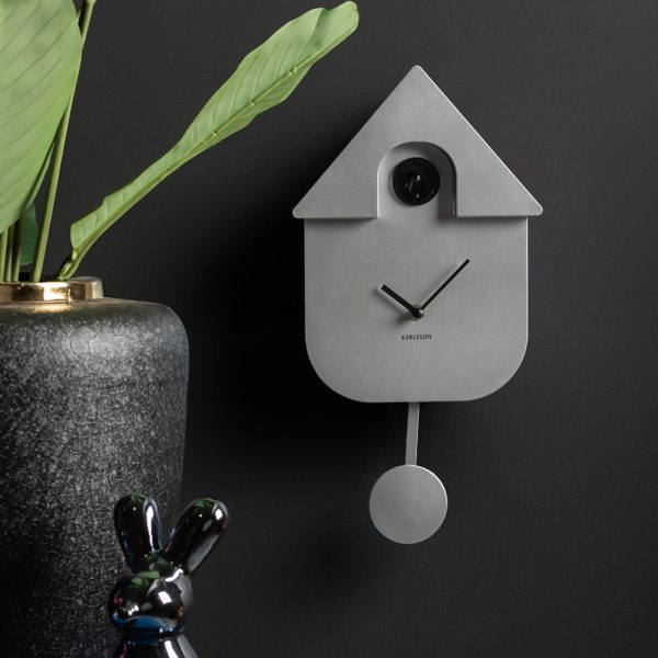 Karlsson Wall Clock Modern Cuckoo Metallic silver
