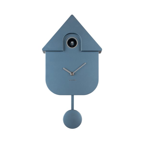 Karlsson Wall Clock Modern Cuckoo Metallic Dark Blue