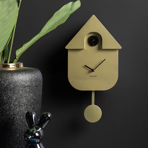 Karlsson Wall Clock Modern Cuckoo Metallic Gold