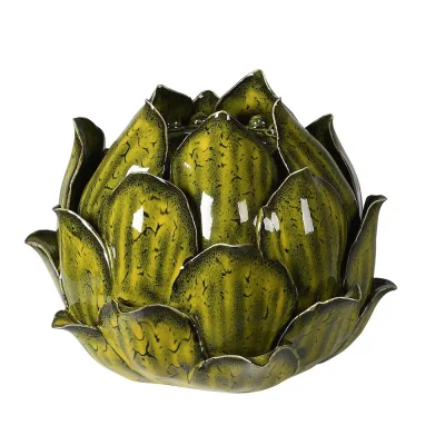 Green Glazed Artichoke Candle Holder