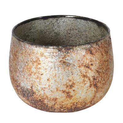 Medium Glass Distressed copper Effect Candle Holder