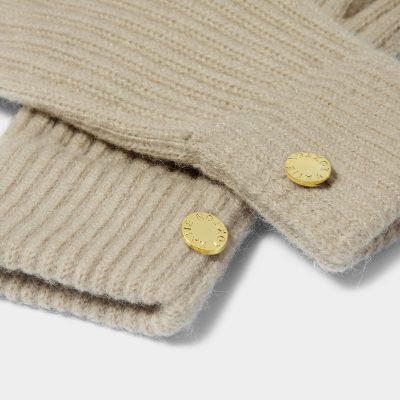 Katie Loxton Knitted Gloves in Light Sand detail