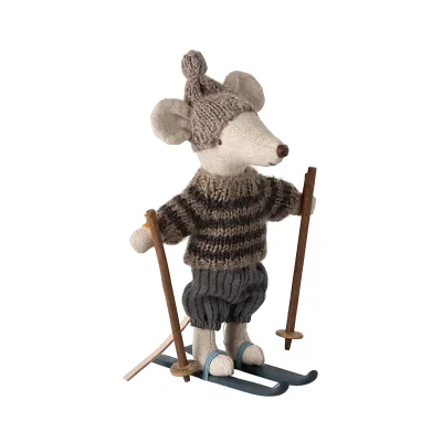Maileg Winter mouse with ski set, Big sister - Rose