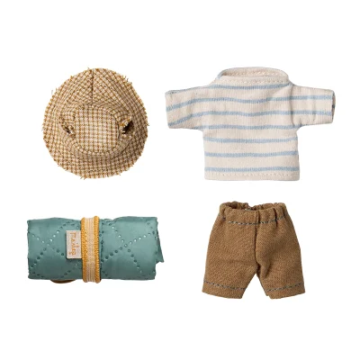 Maileg Hiker mouse - Big brother Blue Stripes