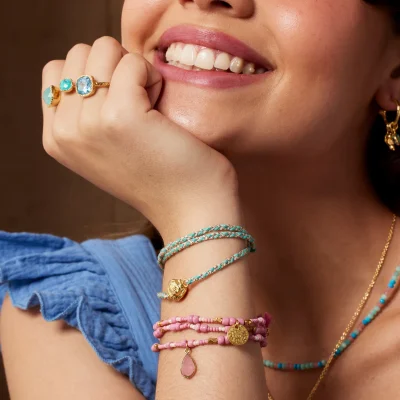 Ashiana Luana Bracelet Set Pink on model