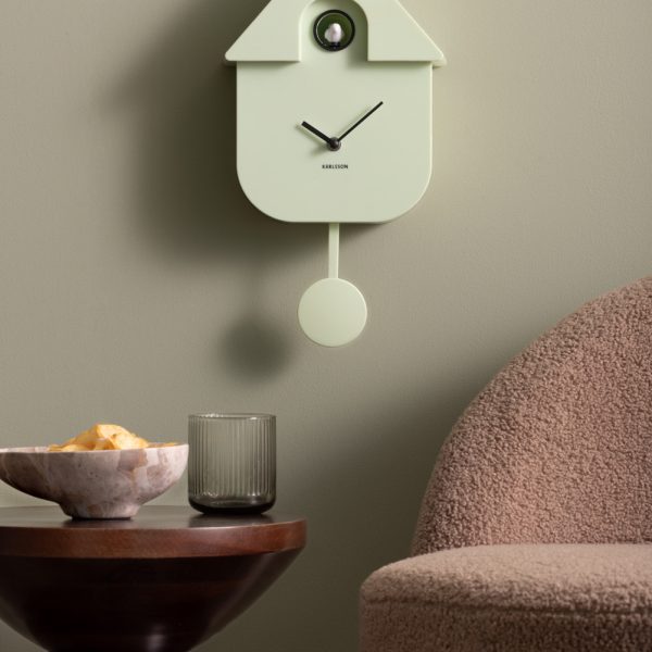 Karlsson Wall Clock Modern Cuckoo Soft Green