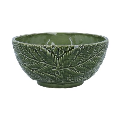 Gisela Graham Green Ceramic Fern Bowl, Large