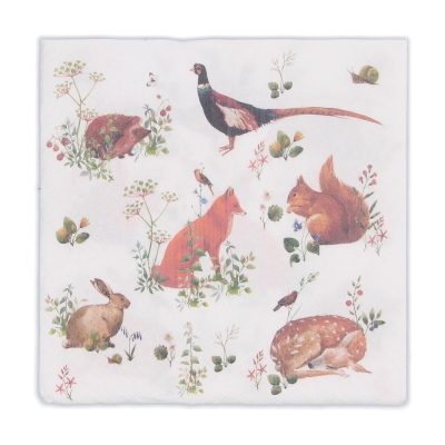 Gisela Graham Woodland Animals Paper Napkin, Pack/20