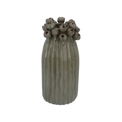 Gisela Graham Green Porcelain Seed Head Applique Vase Large