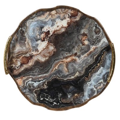 Marble Effect Flat Handled Tray