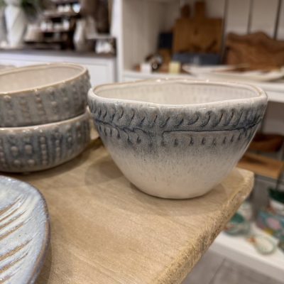 Gisela Graham Blue & White Textured Stoneware High Bowl, Small