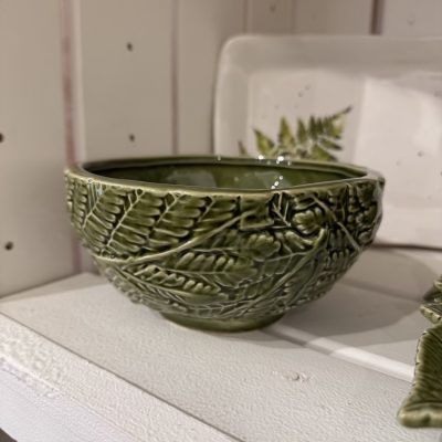 Gisela Graham Green Ceramic Fern Bowl, Large