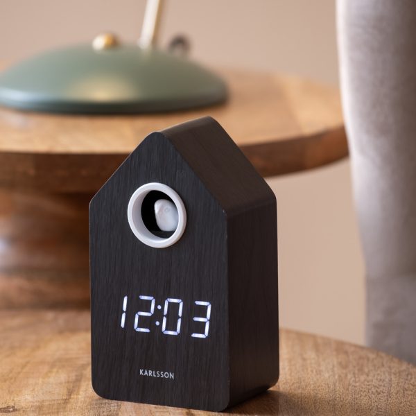 Karlsson Alarm Clock Cuckoo LED Black Wood