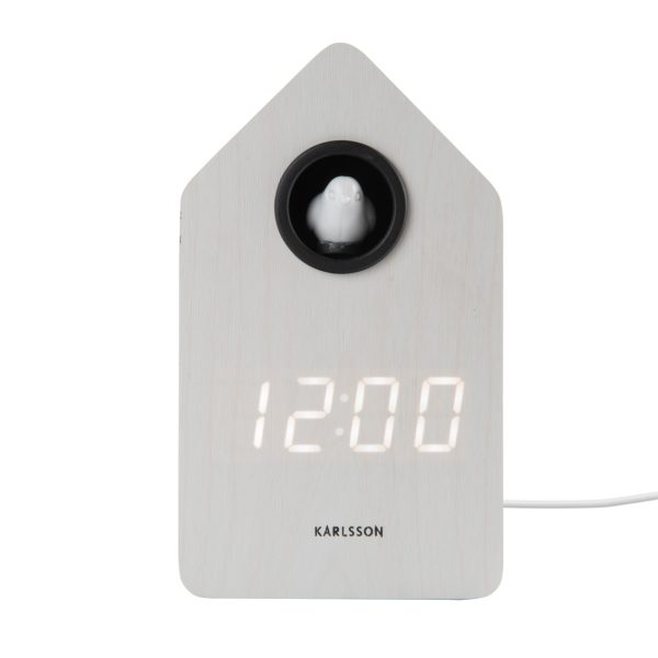 Karlsson Alarm Clock Cuckoo LED White Wood