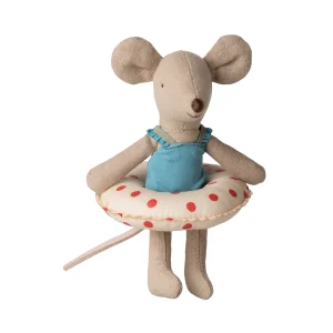 Maileg Beach mouse with float, Little sister - Red dots