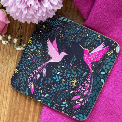 Sara Miller hummingbird India Coasters set of 4