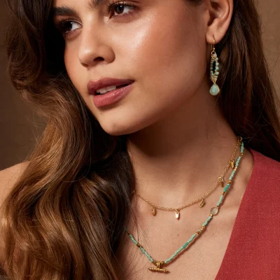 Ashiana Sadie Necklace Aqua on model