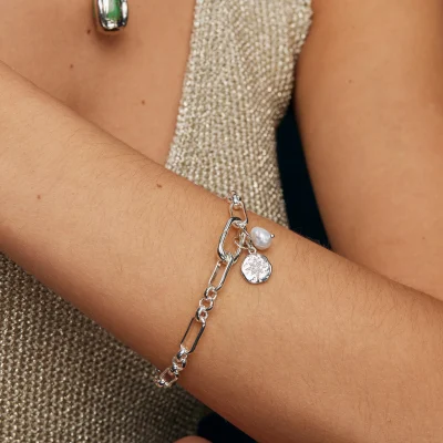 Ashiana Silver Piaf Chain Bracelet on model