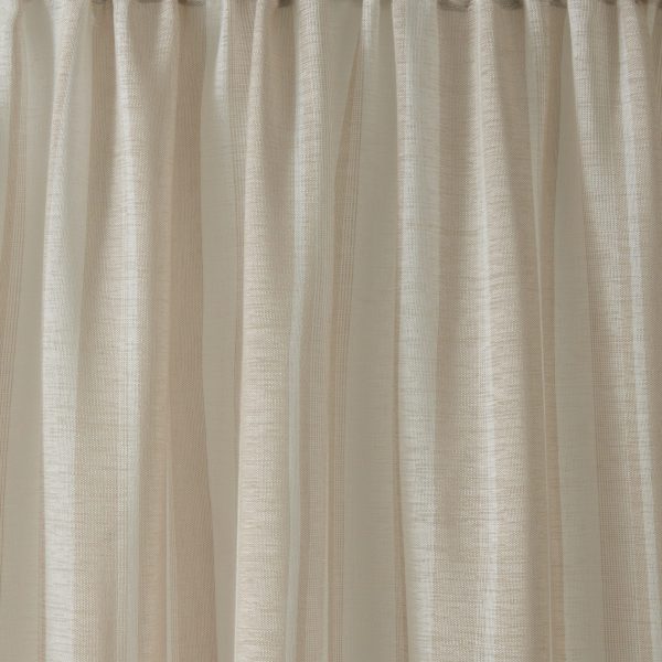 Laura Ashley Awning Stripe Natural Voile Readymade Curtains header