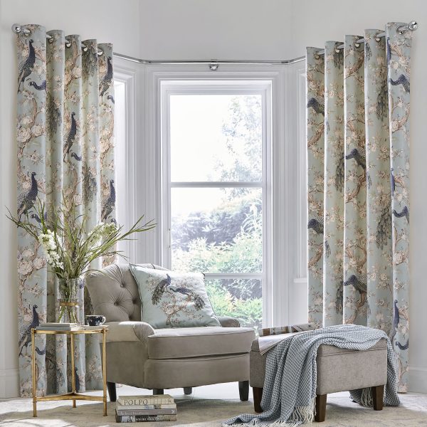 Laura Ashley Belvedere Duckegg Ready Made Eyelet Curtains main