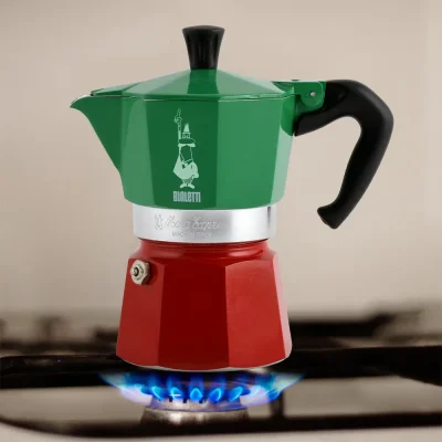 Bialetti Moka Express Italia at Maison White lifestyle image 2 on gas hob