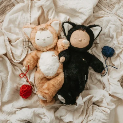 Olli Ella Cozy Dinkums - Black Cat - Nox - Soft Doll twins