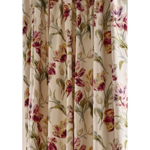 Laura Ashley Gosford Cranberry Readymade Headertape Curtains close up