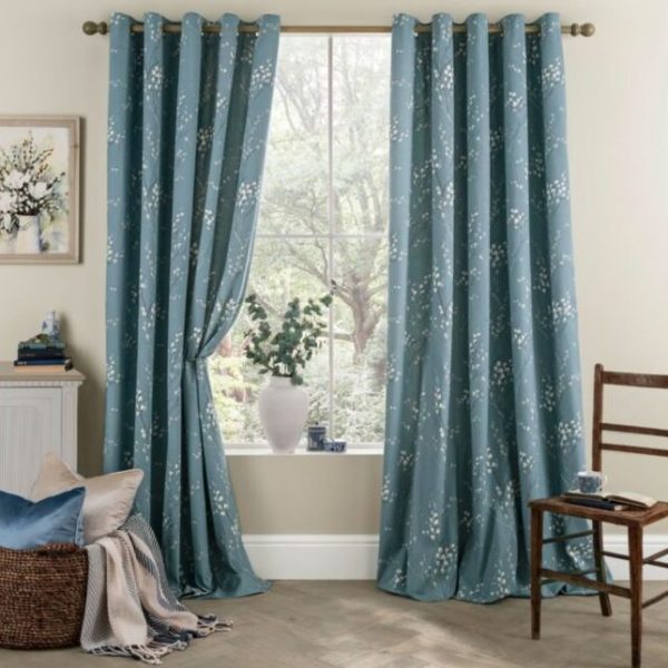 Laura Ashley Pussy Willow Dark Seaspray Ready Made Curtains main