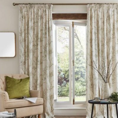 Laura Ashley Pussy Willow Off White Hedgerow Readymade Headertape Curtains main