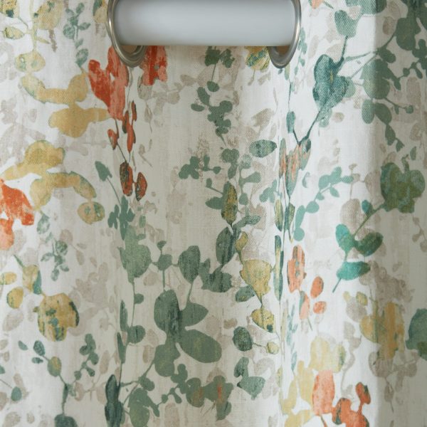 Laura Ashley Old Castle Leaves Fern Green Readymade Eylet Curtains header