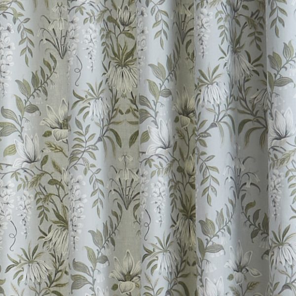 Laura Ashley Parterre Sage Ready Made Eyelet Curtains close up