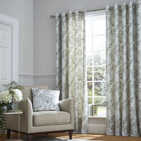 Laura Ashley Parterre Sage Ready Made Eyelet Curtains main