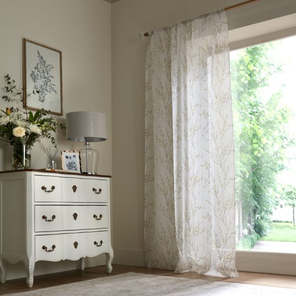 Laura Ashley Pussy Willow Dove Voile Readymade Curtains main