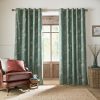 Laura Ashley Pussy Willow Fern Green Readymade Blackout Eylet Curtains main